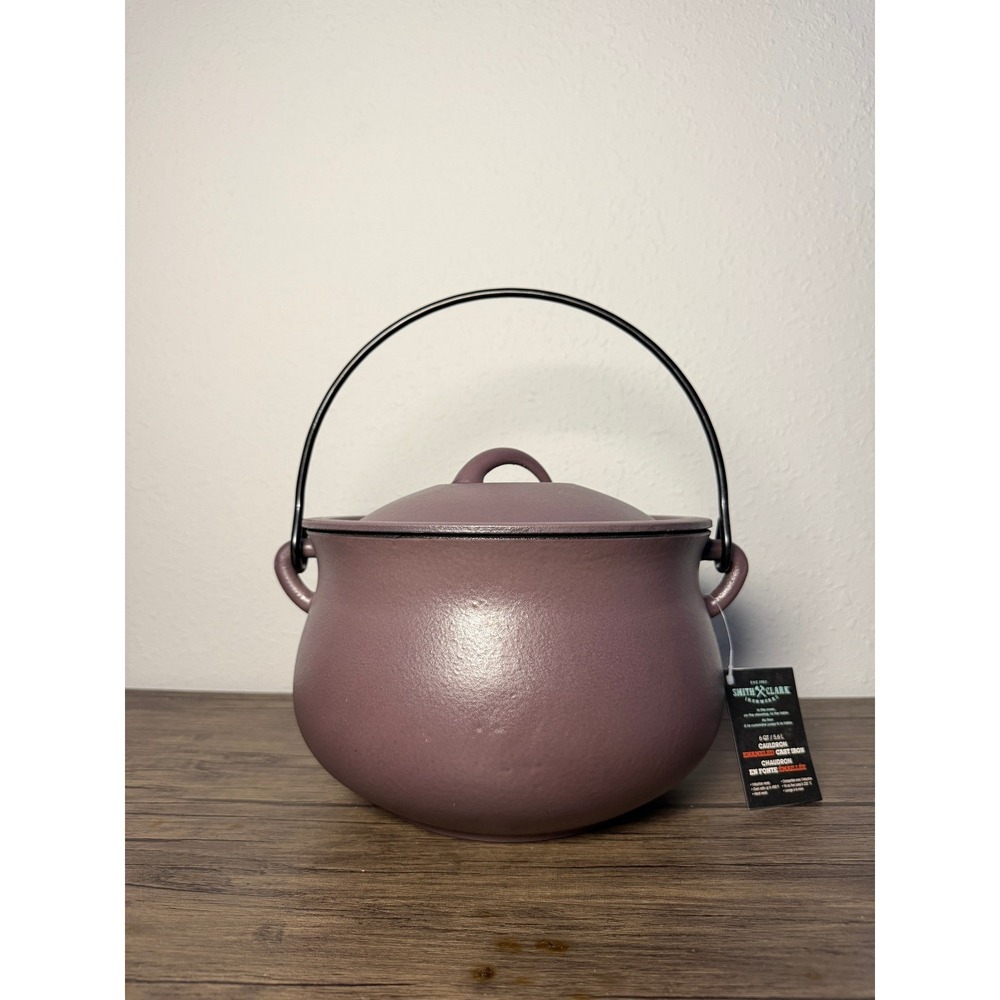 Smith & Clark 6QT Enameled Cast Iron Cauldron Matte Purple Dutch Oven with Lid